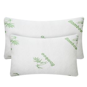 Bamboo Memory Foam Pillow Hypoallergenic Bed Pillow For Head Neck Rest Sleeping Shredded Pillow W/ Washable Cover (Color: White, size: King)